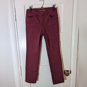 Laura Slim Leg Red Ankle High Jeans